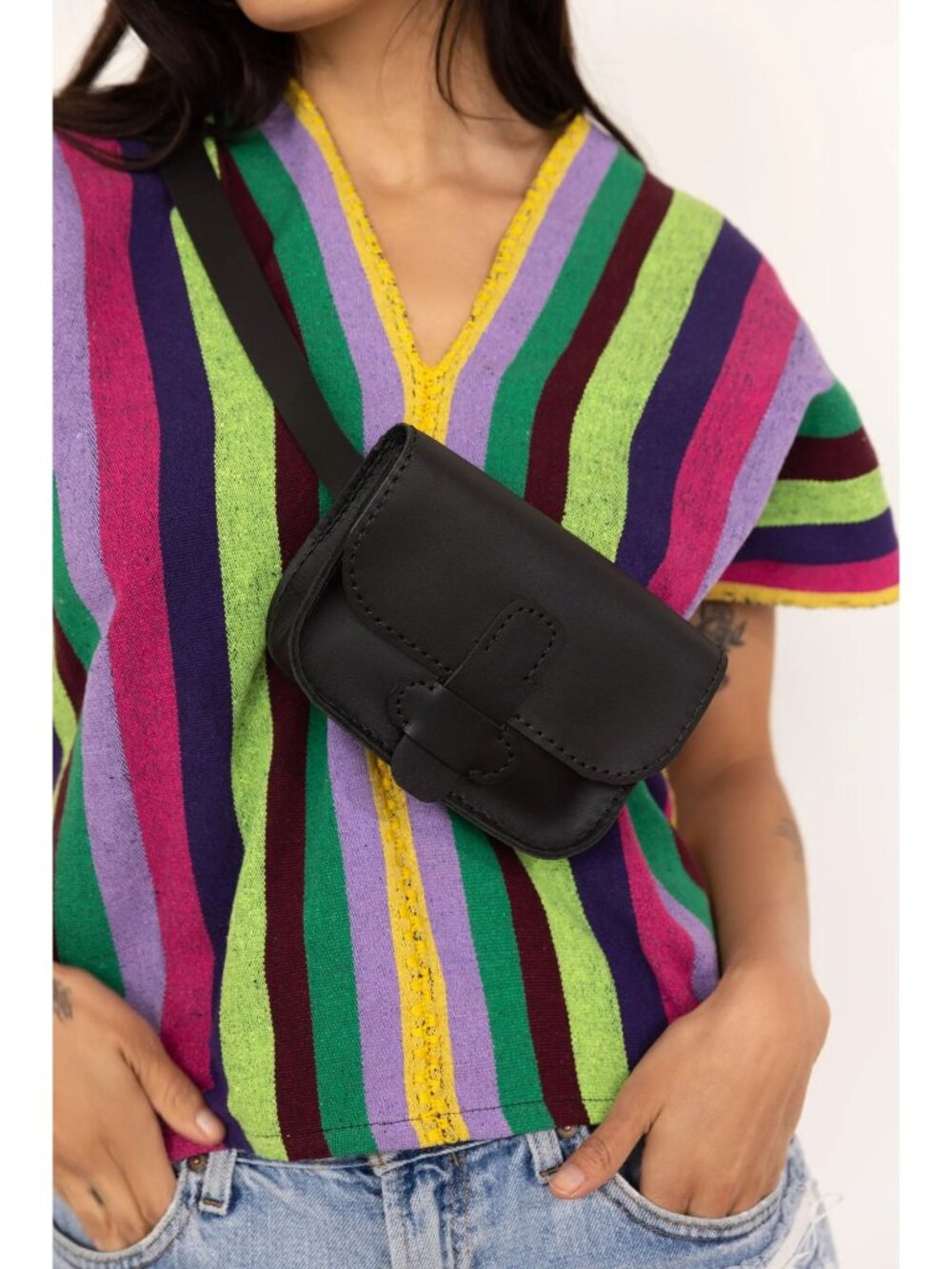 NEW Tula Y Lola The Lolita, Black Leather Belt & Crossbody Bag